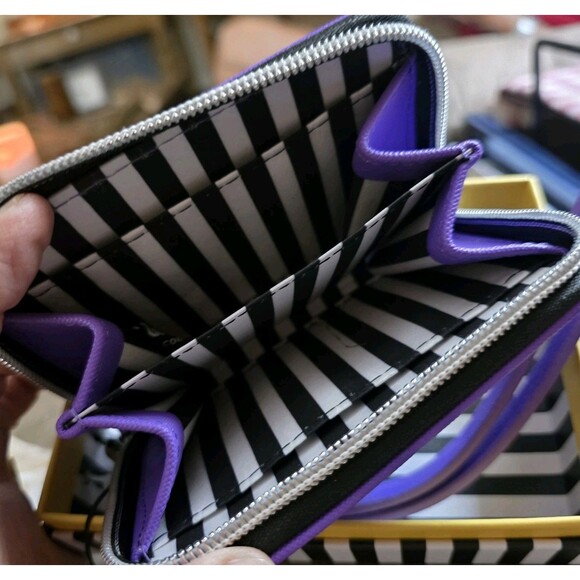 Bichon Frise White Puppy Dog Purple Wristlet Zip Around Wallet Marc Tetro NIB - Picture 11 of 12